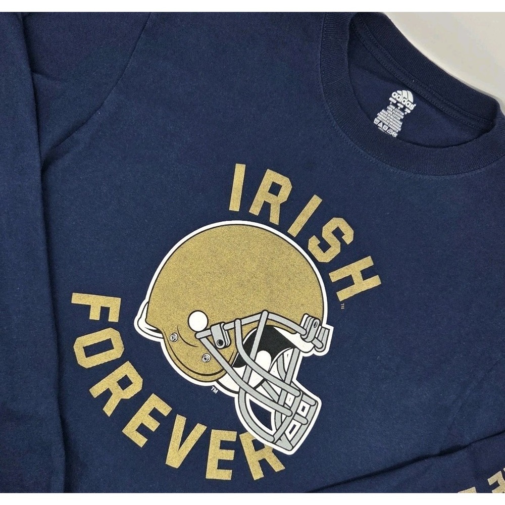 Notre Dame Adidas Graphic Long Sleeve T Shirt Fighting Irish Mens Large Navy